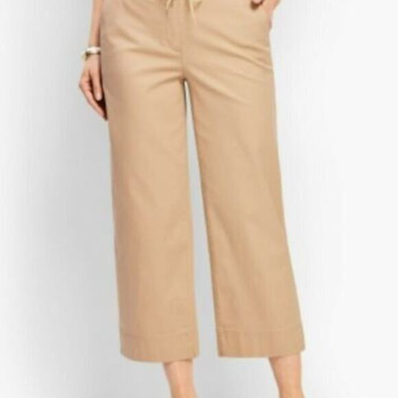 Talbots Women's 4 Pants Wide Leg Crop Khaki Rope Wide Leg - Picture 2 of 9